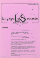 Langage et société, n° 7/mars 1979