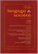 Langage et société, n° 103/mars 2003