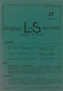 Langage et société, n° 27/mars 1984