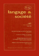 Langage et société, n° 67/mars 1994