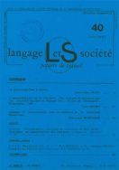 Langage et société, n° 40/juin 1987