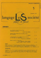 Langage et société, n° 5/sept. 1978