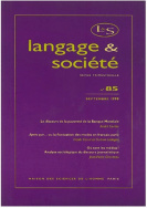 Langage et société, n° 85/sept. 1998