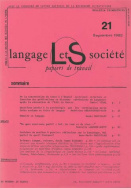 Langage et société, n° 21/sept. 1982