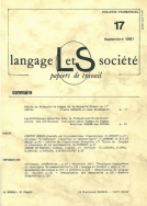 Langage et société, n° 17/sept. 1981