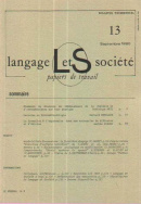 Langage et société, n° 13/sept. 1980