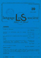 Langage et société, n° 39/mars 1987