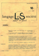 Langage et société, n° 16/juin 1981