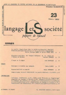 Langage et société, n° 23/mars 1983