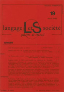 Langage et société, n° 19/mars 1982