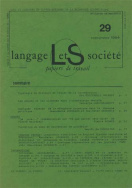 Langage et société, n° 29/sept. 1984