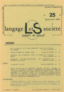 Langage et société, n° 25/sept. 1983