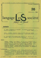 Langage et société, n° 26/déc. 1983