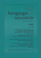 Langage et société, n° 88/juin 1999