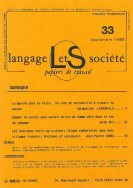 Langage et société, n° 33/sept. 1985