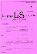 Langage et société, n° 9/sept. 1979